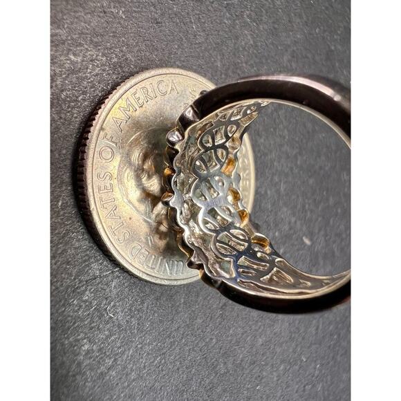 Grandidierite 7 stone two toned sterling silver ring size 5 - Picture 5 of 16